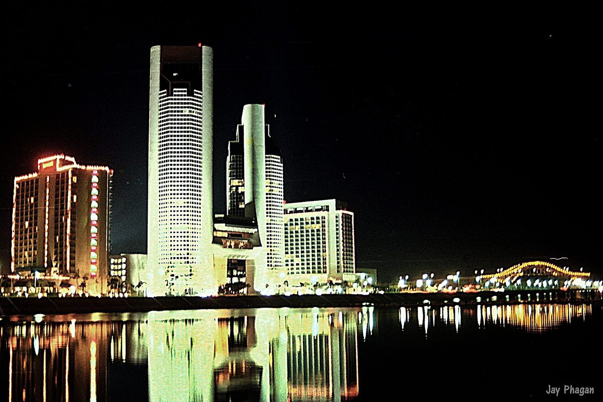The Corpus Christi bayfront at night